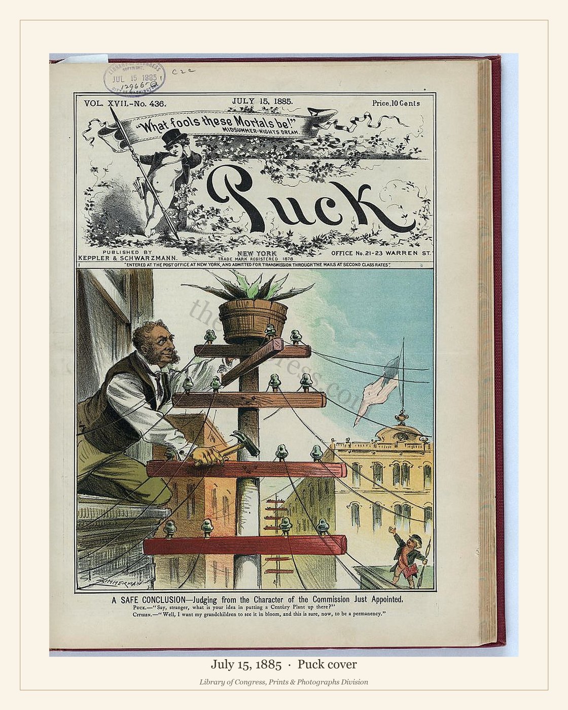 Puck cover — July 15, 1885 — watermarked preview