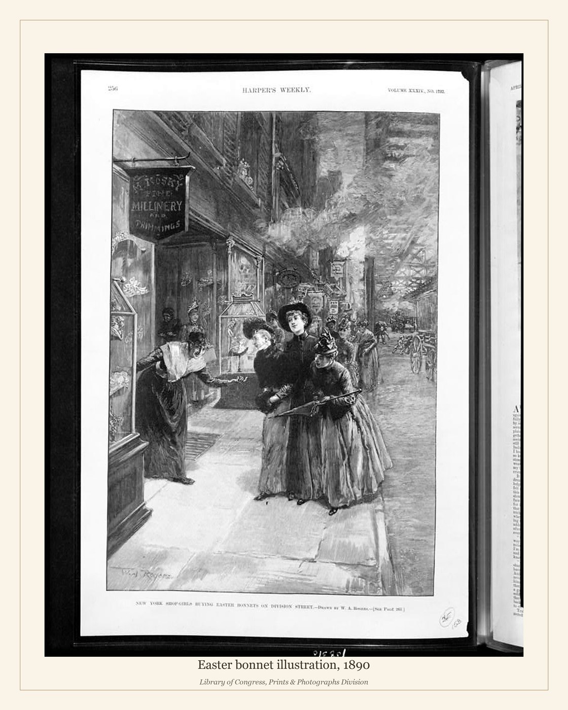 Easter bonnet illustration, 1890 — watermarked preview