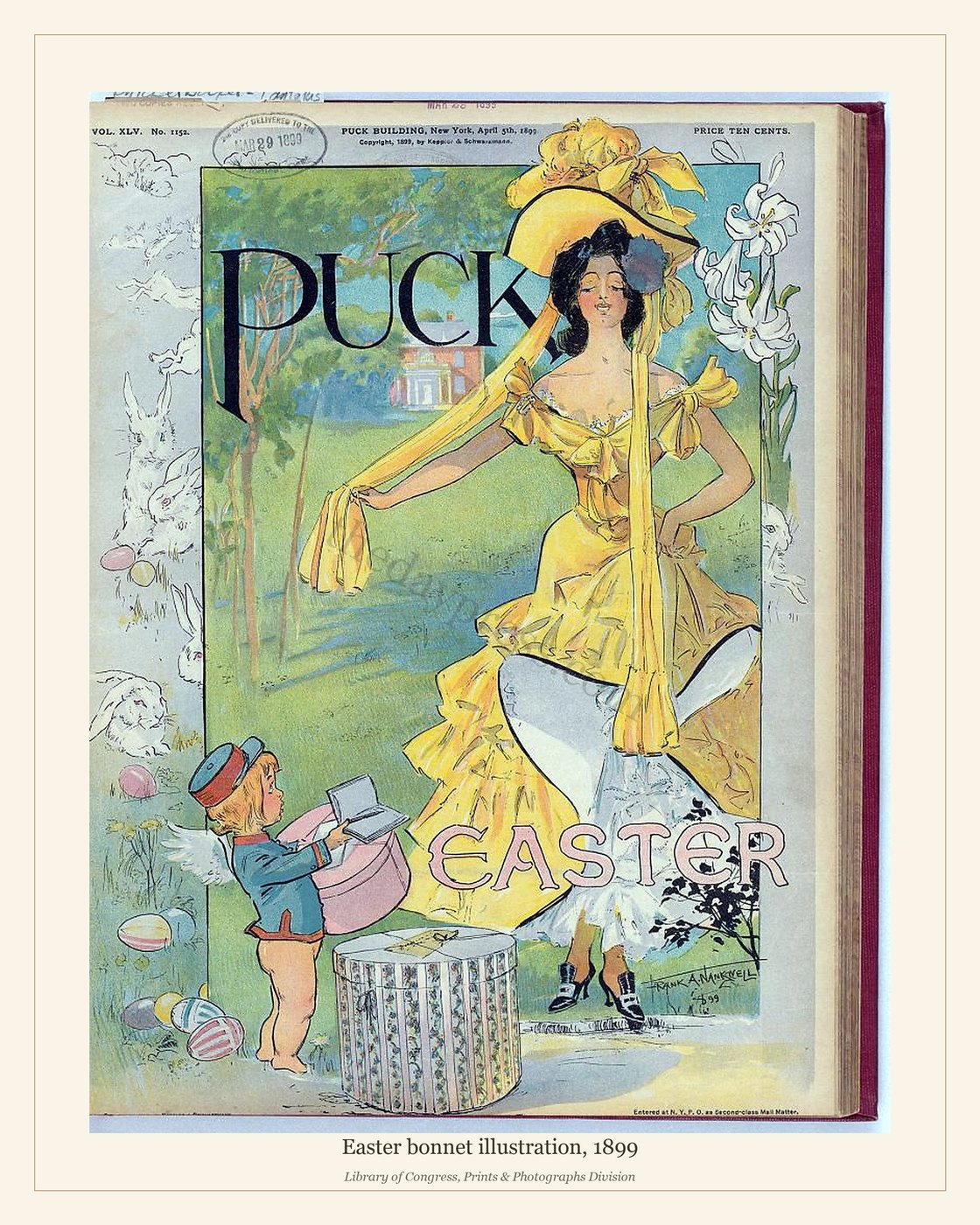 Easter bonnet illustration, 1899 — watermarked preview