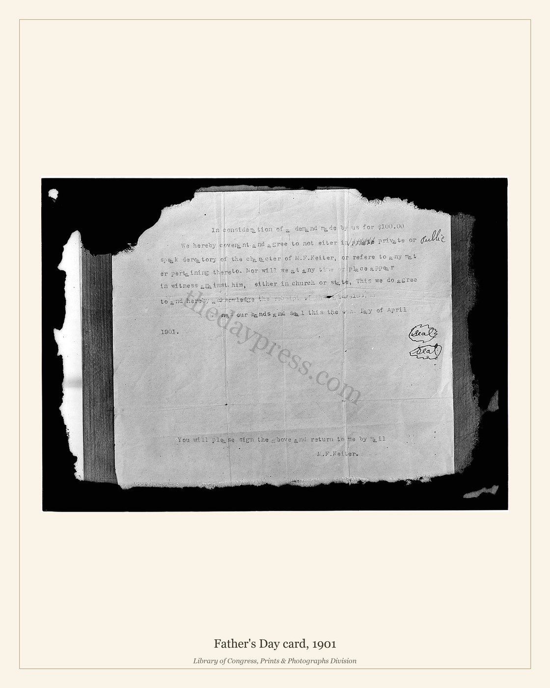 Father's Day card, 1901 — watermarked preview