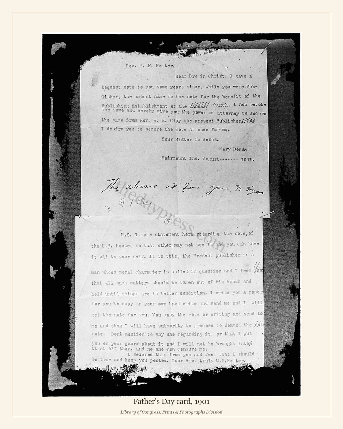 Father's Day card, 1901 — watermarked preview