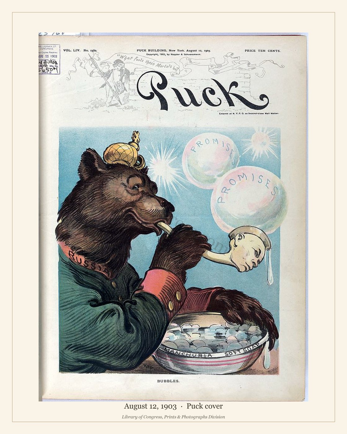 Puck cover — August 12, 1903 — watermarked preview