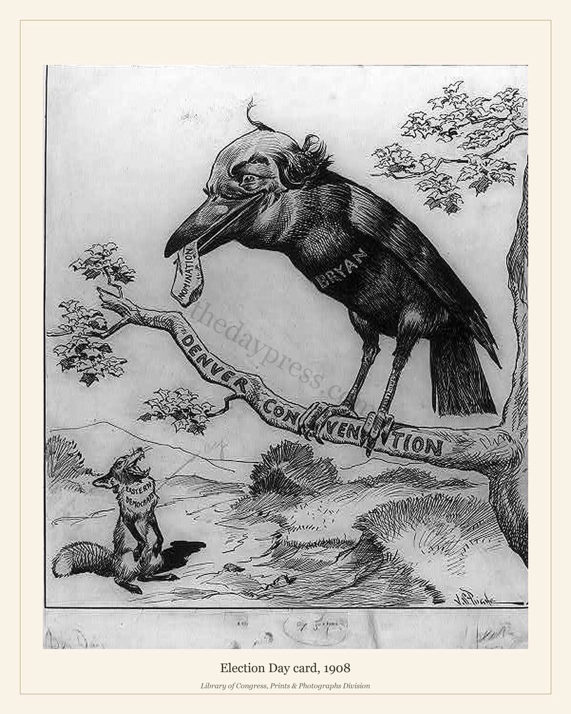 Election Day card, 1908 — watermarked preview