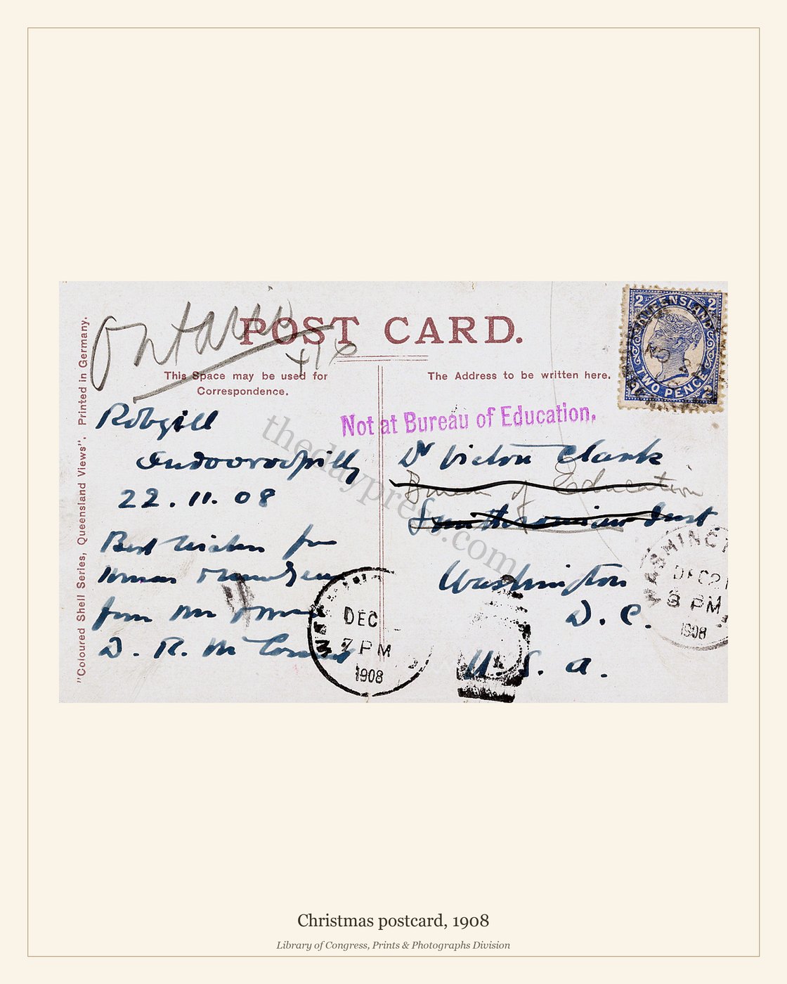 Christmas postcard, 1908 — watermarked preview