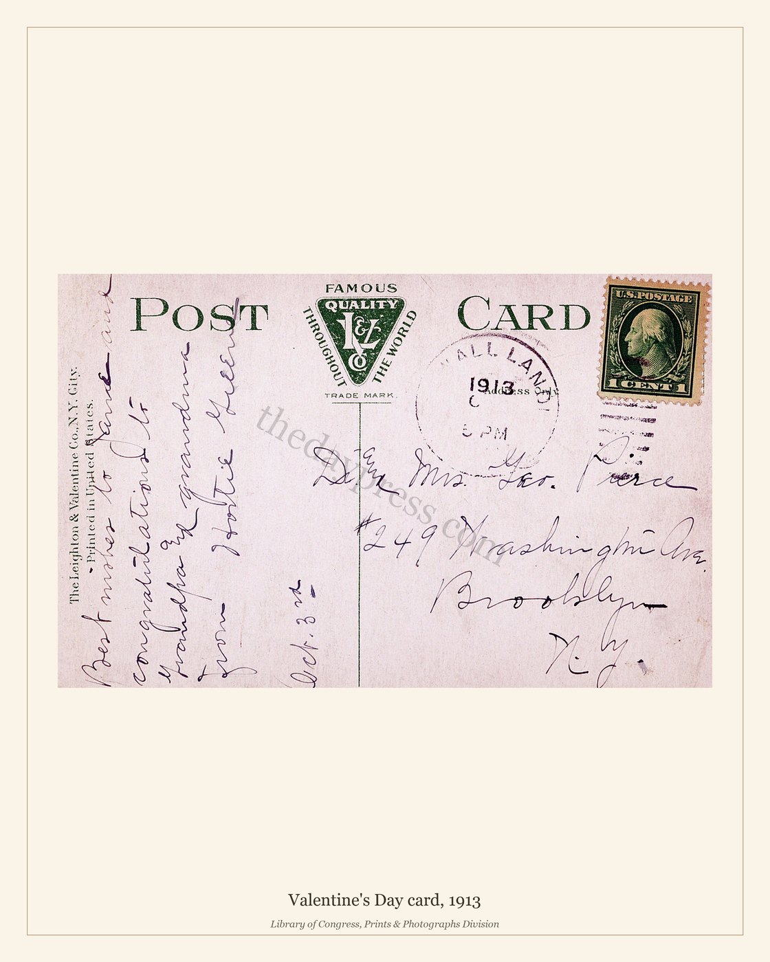 Valentine's Day card, 1913 — watermarked preview